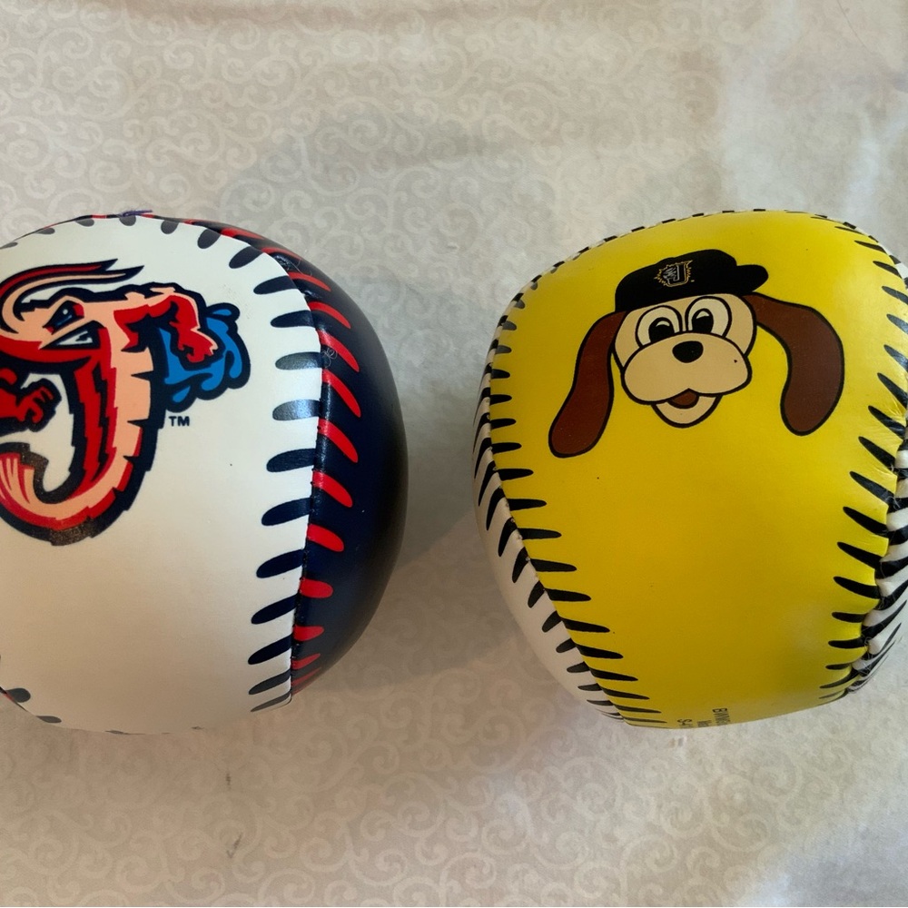 Lot Of 2 Minor League Baseball Synthetic Leather Baseballs Rawlings MiLB Mascot